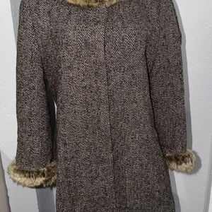 Gianni Feraud Wool Tweed Pattern Faux Brown Size 12